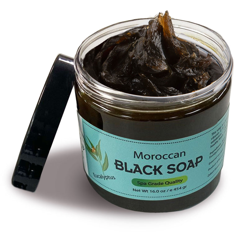 Moroccan "BELDI" Black Soap  Eucalyptus - 16 oz Value Size