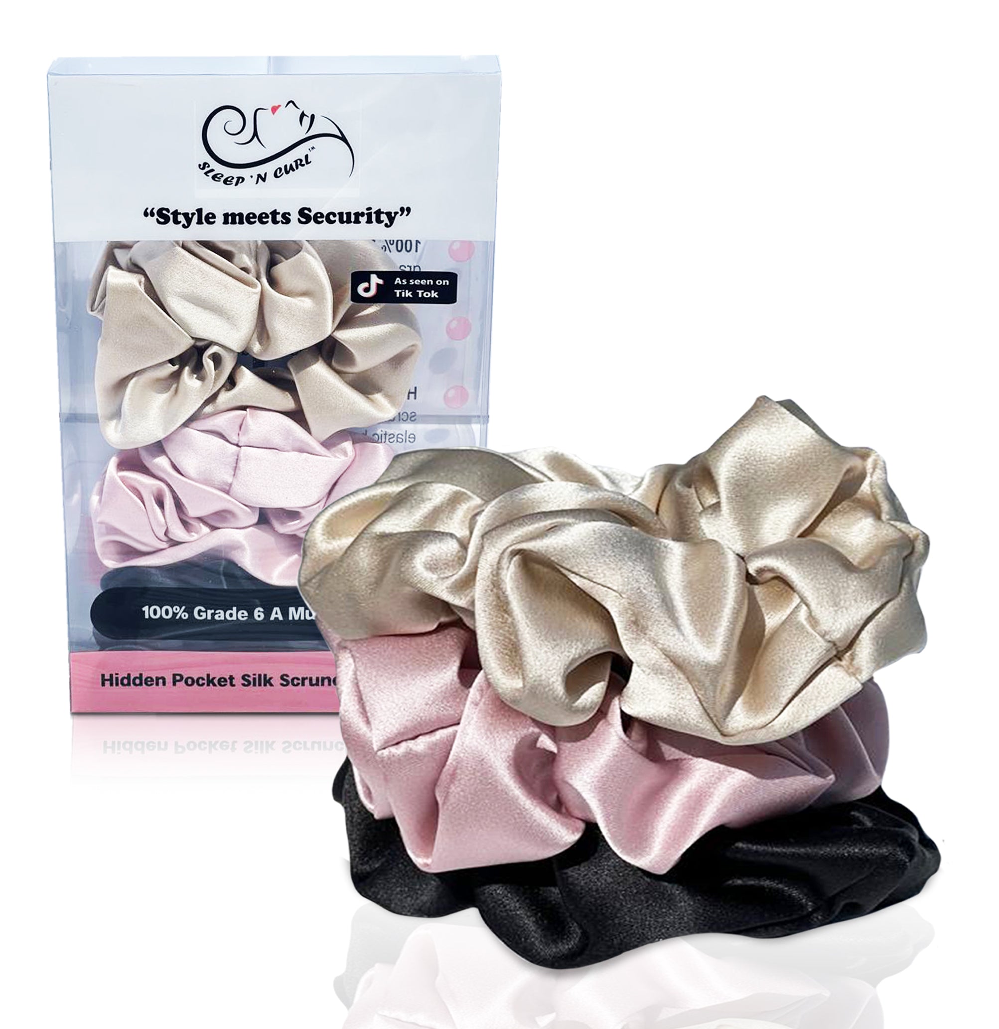 Mulberry Silk Hidden Pocket Scrunchies