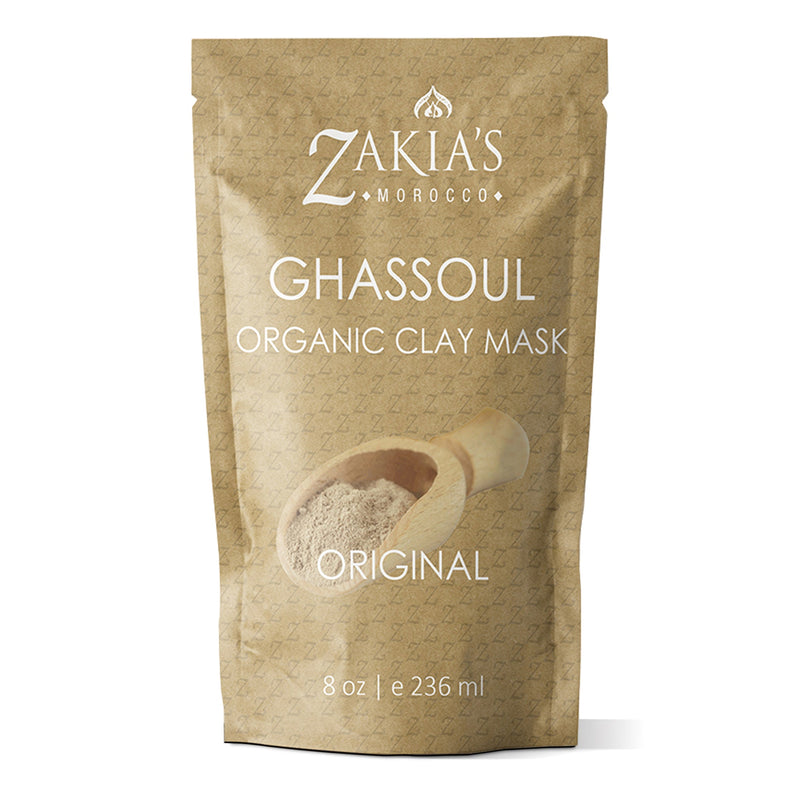 Moroccan Rhassoul Clay Mask - Organic Natural Facial Mask and Skin Care Treatment - Anti-aging Mud Mask for Dry & Oily Skin, Acne, Eczema & Psoriasis - 8 Oz