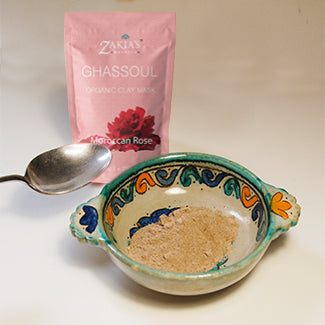 Moroccan Rhassoul Clay Mask (Moroccan Rose) Organic Natural Facial Mask and Skin Care Treatment - Anti-aging Mud Mask for Dry & Oily Skin, Acne, Eczema & Psoriasis - 8 Oz