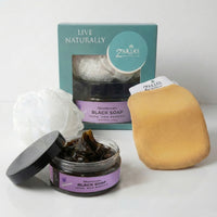 Moroccan Black Soap Exfoliating Kessa Gift Box  -  Lavender