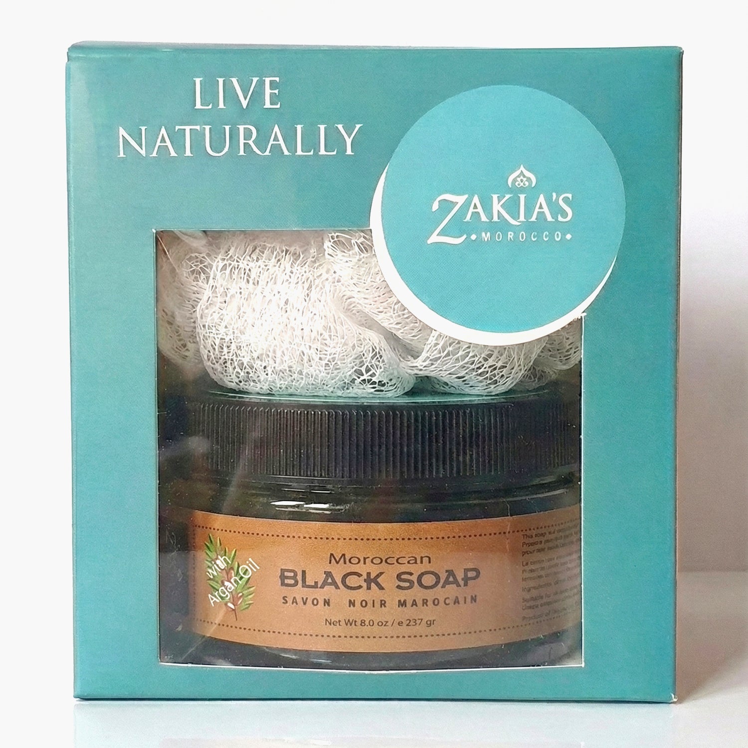 Moroccan Black Soap Exfoliating Kessa Gift Box - Amber Musk