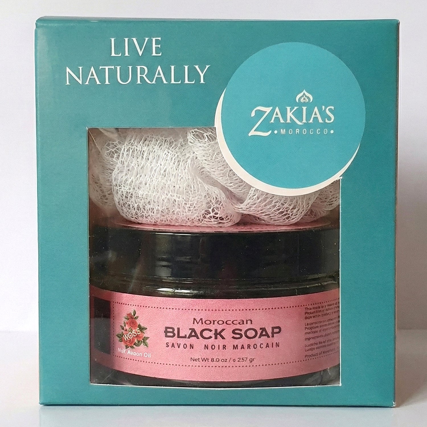 Moroccan Black Soap Exfoliating Kessa Gift Box - Amber Musk