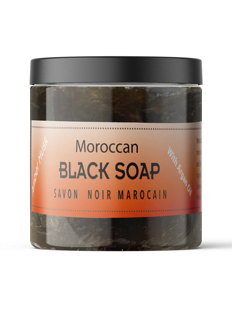 Moroccan "BELDI" Black Soap - Amber Musk - 16 oz Value Size