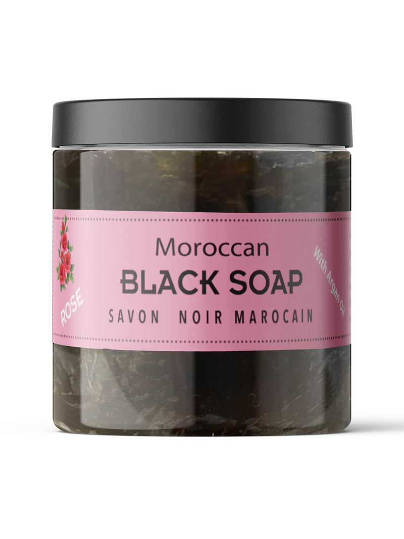 Moroccan "BELDI" Black Soap   Rose - 16 oz Value Size