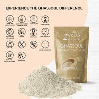 Moroccan Rhassoul Clay Mask - Organic Natural Facial Mask and Skin Care Treatment - Anti-aging Mud Mask for Dry & Oily Skin, Acne, Eczema & Psoriasis - 8 Oz