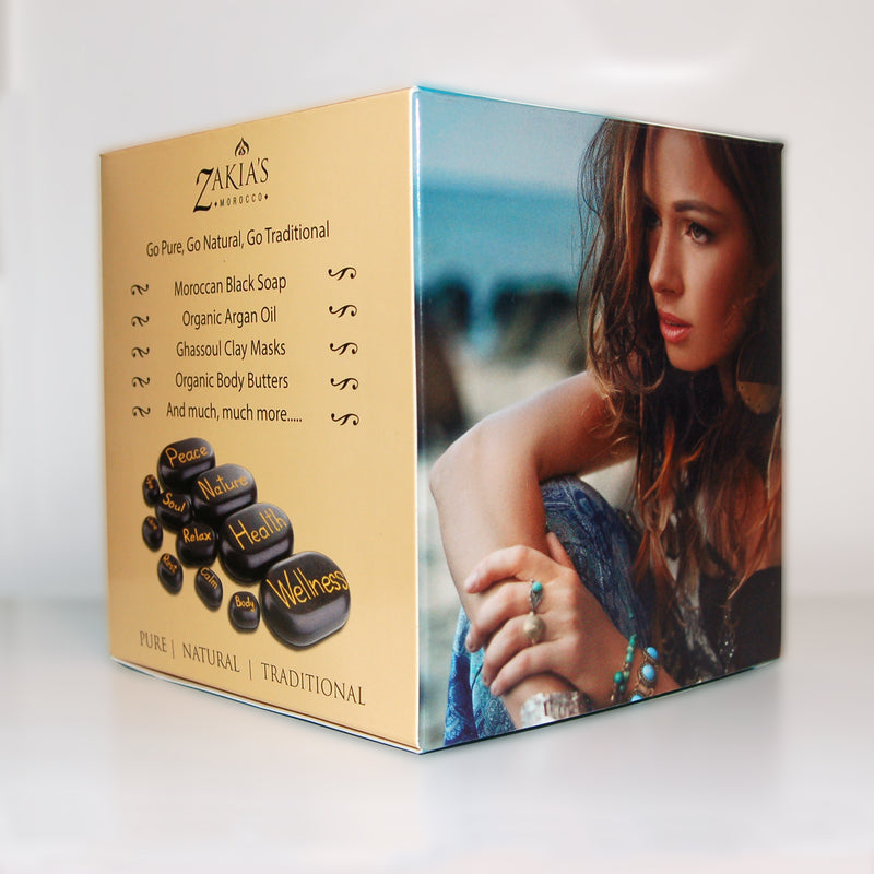 Moroccan Black Soap Exfoliating Kessa Gift Box - Amber Musk