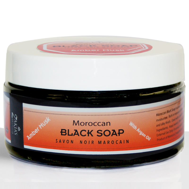Moroccan Black Soap Exfoliating Kessa Gift Box - Amber Musk